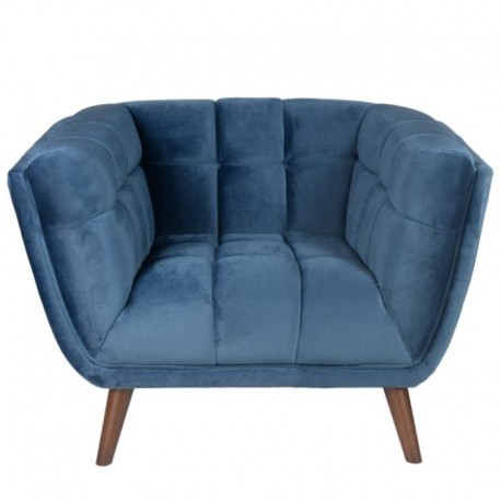 Fauteuil en Velours Bleu et Noyer Meryl KosyForm