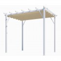 Pergola Aluminium Habrita Weiß 12m2 mit Schattierungsleine 140gr