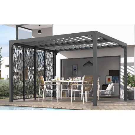 Lame orientabili bioclimatiche Pergola 11m2 e facciata Brise-Vue 3,6 m