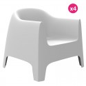 Set of 4 Lounge Chairs Solid Vondom white