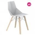 Juego de 4 Sillas Vondom Faz Wood1 pies de roble blanco blanqueado