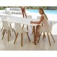 Table Vondom Faz Wood Plateau 200x90 Blanc et Bordure Noire avec Pieds Chêne Blanchis