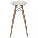 Round Table Vondom Faz Wood Tray White Tower Black and Feet Natural Oak Diameter 120cm H74cm