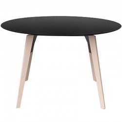 Mesa Redonda Vondom Faz Madera Bandeja Negra y Patas de Roble Blanqueado Diámetro 120cm H74cm