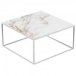 Table basse carrée Suave Vondom Dekton Entzo blanc et pieds blancs 80x80xH40