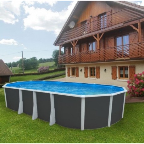 Piscina acima do solo TOI Ibiza Compact oval 730x366x132 com kit completo de antracite