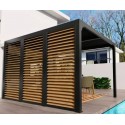 Habrita Bioklimatische Pergola Aluminium 10,80 m2 Seitenklappen aus Holzimitat 3,6 m