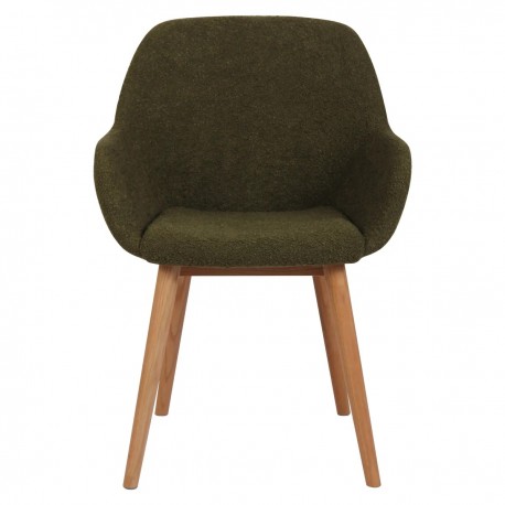 Set of 2 Armchairs Meal Tea effect buckle khaki with solid oak base VeryForma.