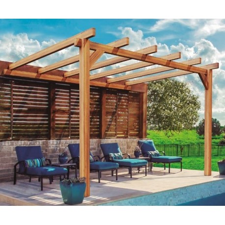 Lean-to pergola in raw wood Andorra 4x3m 12m2