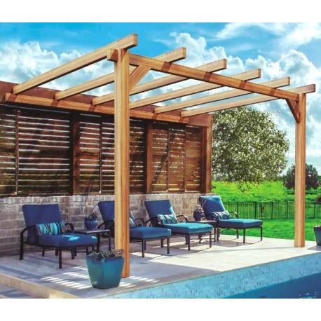 Pergola adossée en bois brut Andorra 3x3m 9m2