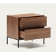 Walnut Wood and Black Steel Bedside Table 60x55 Rana VeryForma