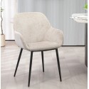 Lot de 2 Chaises Repas Ibis tissu chenille taupe Pieds métal VeryForma