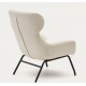 Fauteuil Lina en tissu bouclette blanche et acier VeryForma