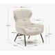 Fauteuil Lina en tissu bouclette blanche et acier VeryForma